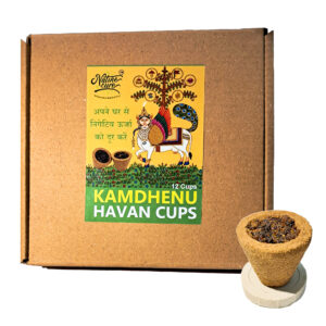 Naturecure Kamdhenu Havan Cups 12 Piece – Sandal Fragrance | Natural Cow Dung Cups
